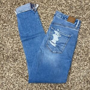 American eagle ripped super high rise jegging jeans